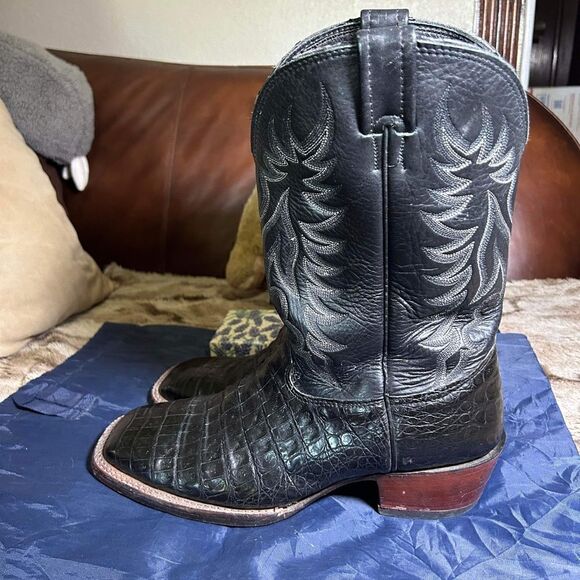 LARRY MAHAN nocona Western Boots Square ToeSz 11 ALLIGATOR CROCODILE - Picture 10 of 12